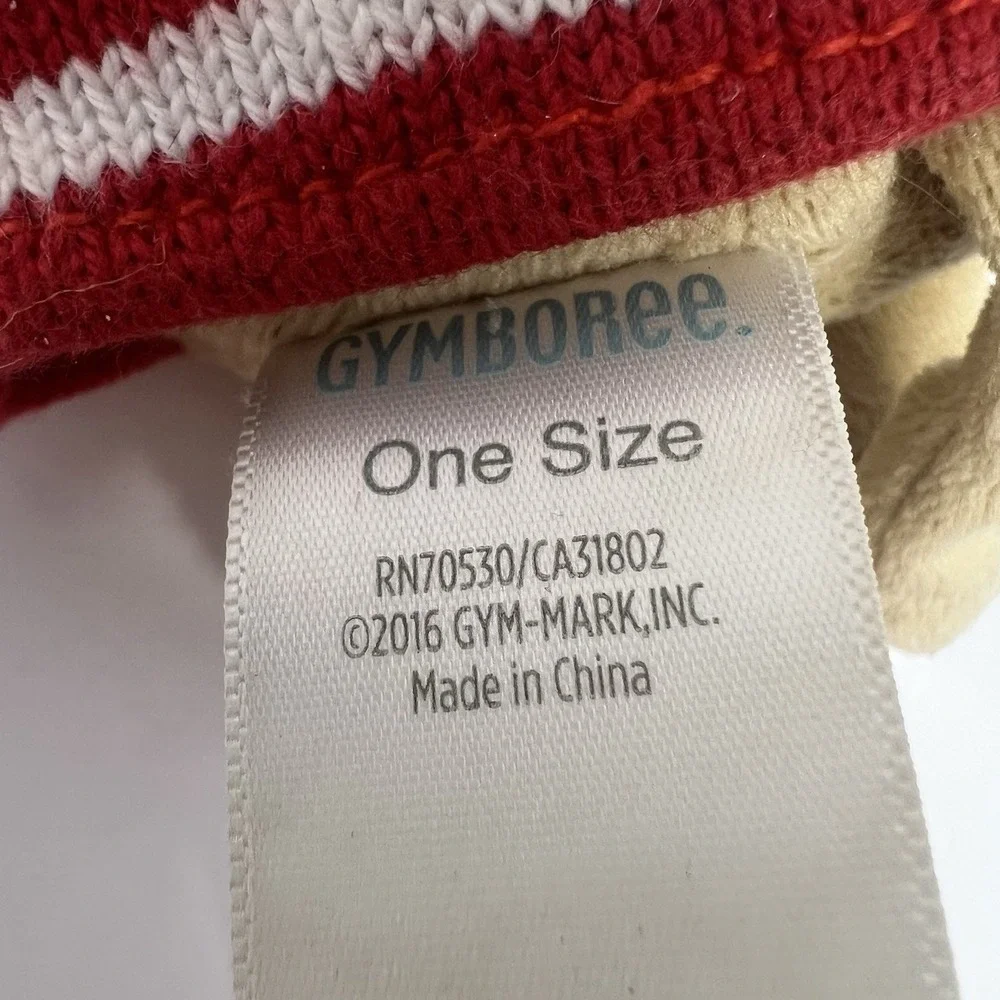 Gymboree Fireman Mouse Plush One Size Tan Red Rattle Stuffed Animal Lovey Toy